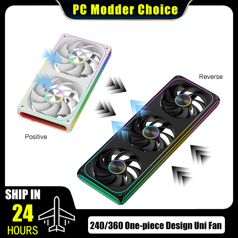 Chiller Water Cooling System Pc - PC キャビネット 240/360 ユニファン AIO ウォータークーラー用、ワンピースデザインの水冷ラジエーター補助装置、ブレードは前向き/後向き